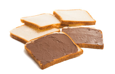 toast with chocolate paste isolated