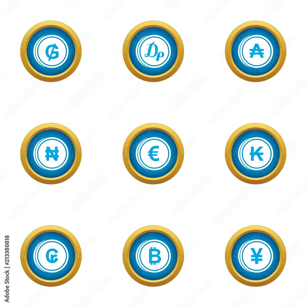 Poster money collapse icons set. flat set of 9 money collapse vector icons for web isolated on white backgr