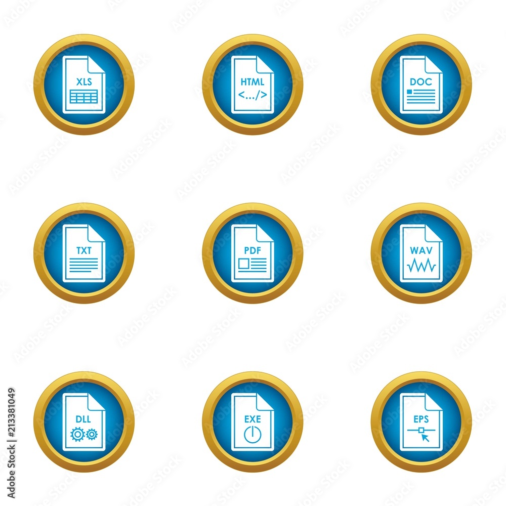 Aufkleber dossier icons set. flat set of 9 dossier vector icons for web isolated on white background