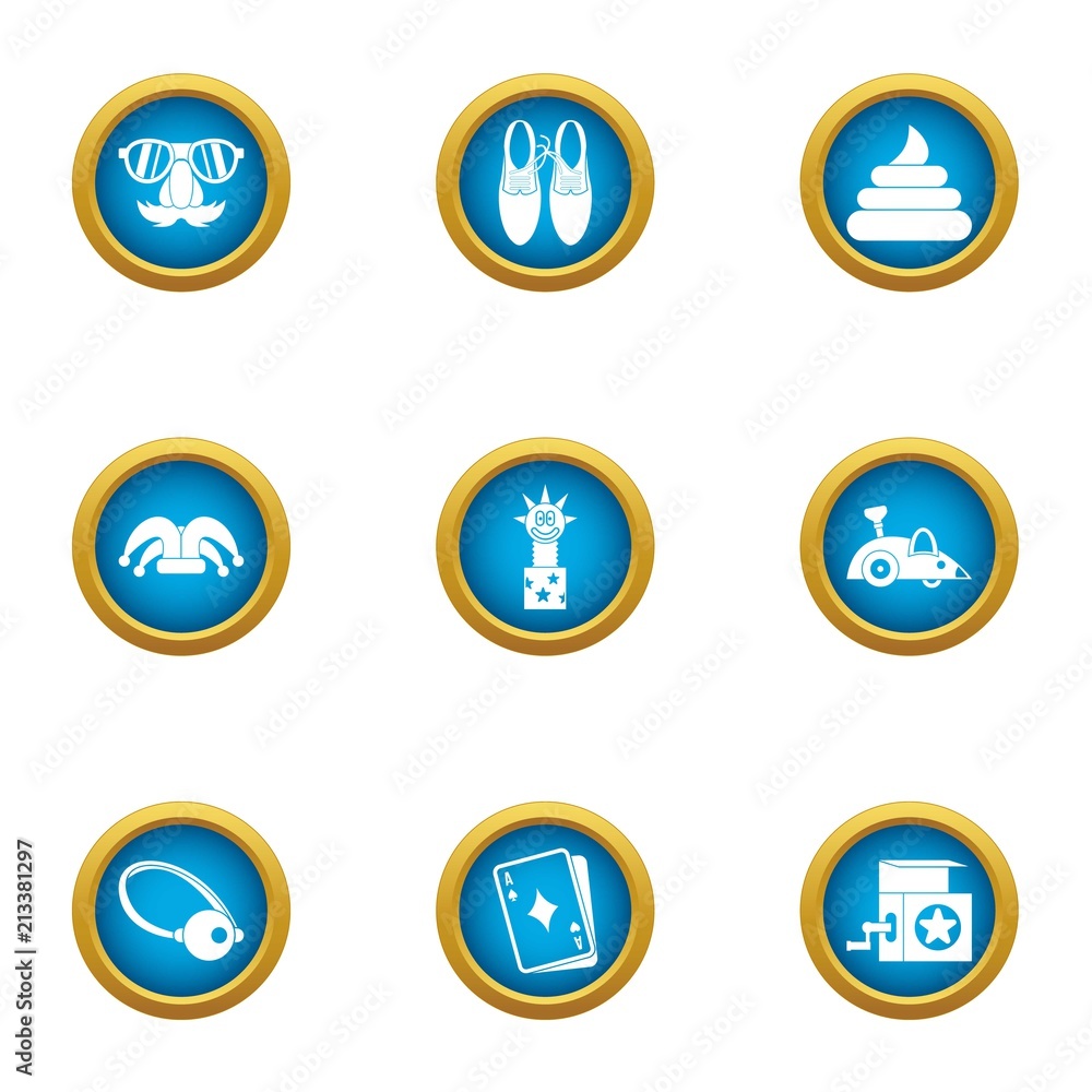 Poster merriment icons set. flat set of 9 merriment vector icons for web isolated on white background