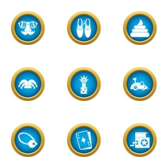 Merriment icons set. Flat set of 9 merriment vector icons for web isolated on white background