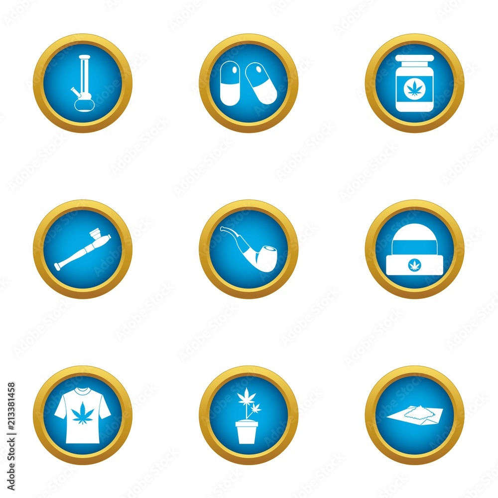Aufkleber smoking mixture icons set. flat set of 9 smoking mixture vector icons for web isolated on white back