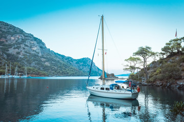 Fototapeta na wymiar yacht in Mediterranean Sea Marmaris, Turkey