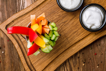 vegetable sticks with blue cheese sauce