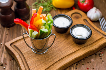 vegetable sticks with blue cheese sauce