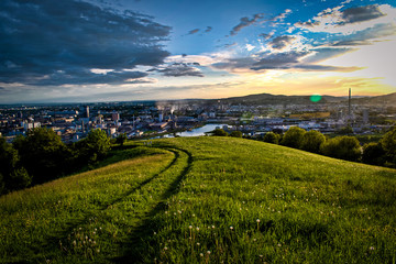 Blick über Linz in Oberösterreich