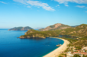 Fototapeta na wymiar Oludeniz lagoon in sea landscape view of beach