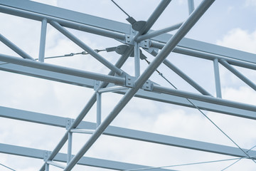 steel truss frame construction roof detail - obrazy, fototapety, plakaty