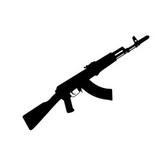 Silhouette of AK-47 - kalashnikov machinegun outline, ussr weapon