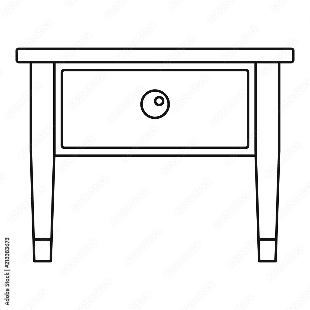 Poster bed side table icon. outline illustration of bed side table vector icon for web design isolated on w