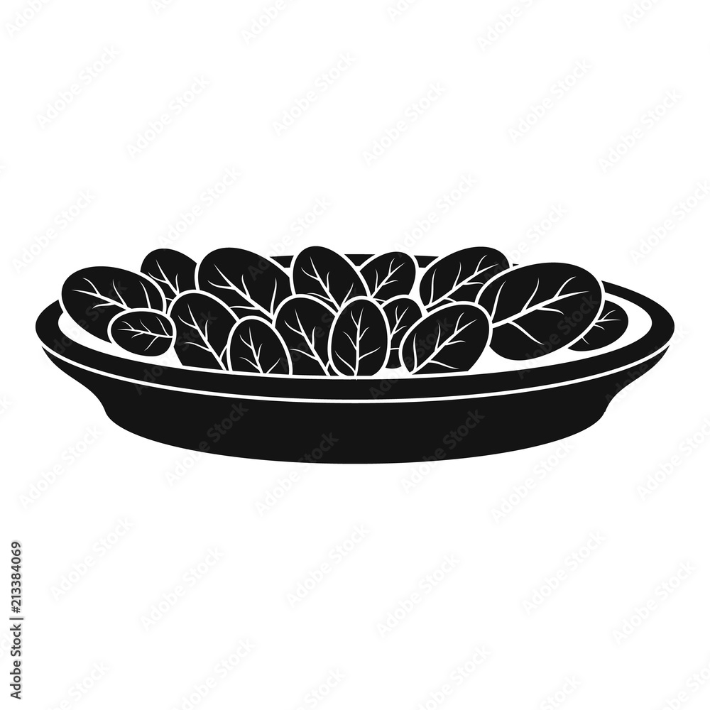 Aufkleber spinach on plate icon. simple illustration of spinach on plate vector icon for web design isolated o