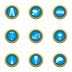 Contemporary house icons set. Flat set of 9 contemporary house vector icons for web isolated on white background