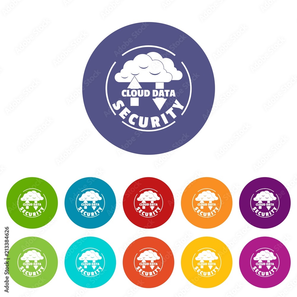 Poster cloud data security icons color set vector for any web design on white background