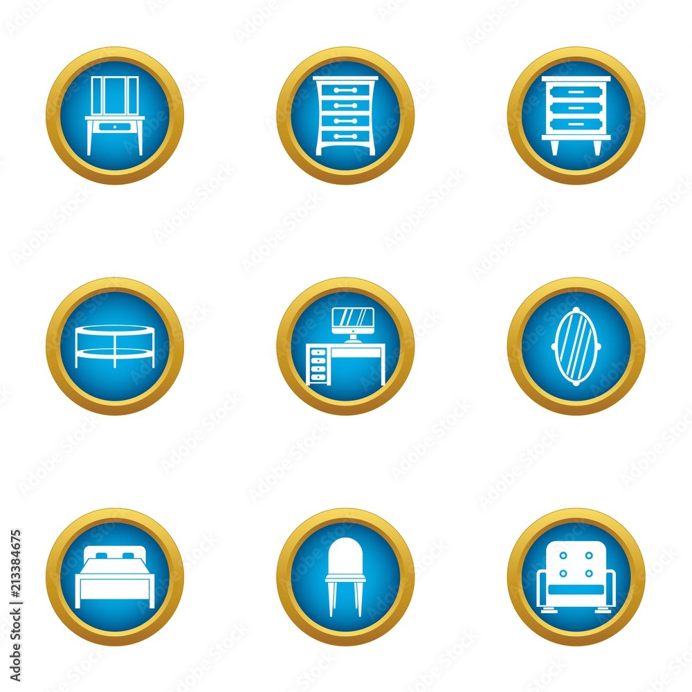 Poster wood table icons set. flat set of 9 wood table vector icons for web isolated on white background