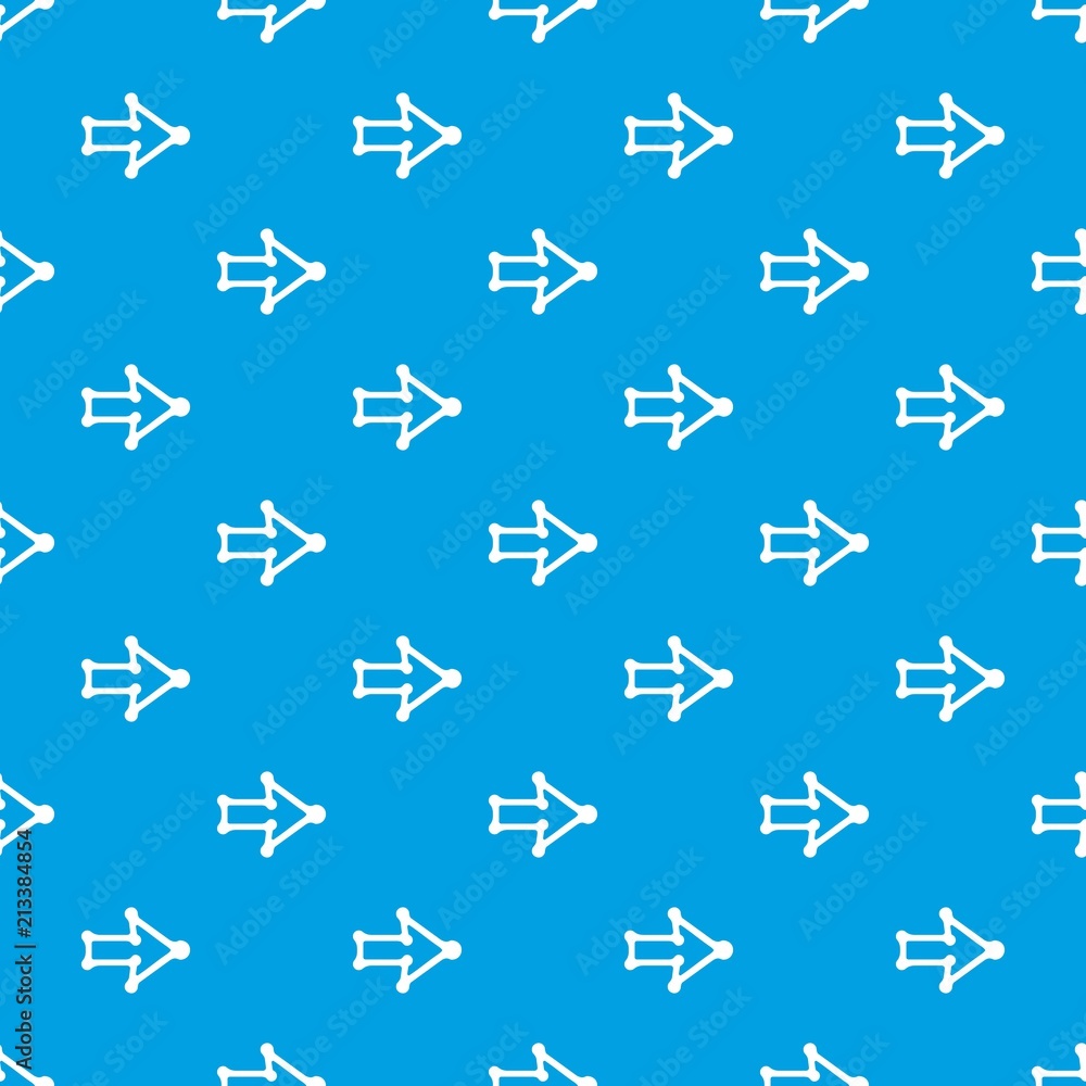 Poster right arrow with thick contour pattern vector seamless blue repeat for any use