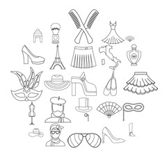 Fashion designer icons set. Outline set of 25 fashion designer vector icons for web isolated on white background