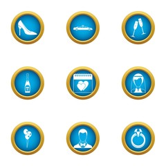 Lovely day icons set. Flat set of 9 lovely day vector icons for web isolated on white background