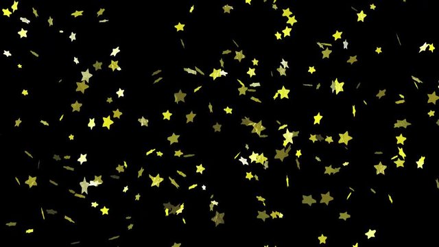 Confetti with alpha channel! Pre-keyed, background is transparent. Loopable. ProRes 4444 with transparency so you can put this confetti over top of anything. Shiny gold confetti fall, clears frame