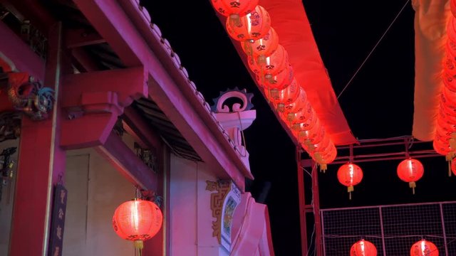 Chinese new year red paper latern decoration in Chinees Walking Street, Bangkok Thailand
