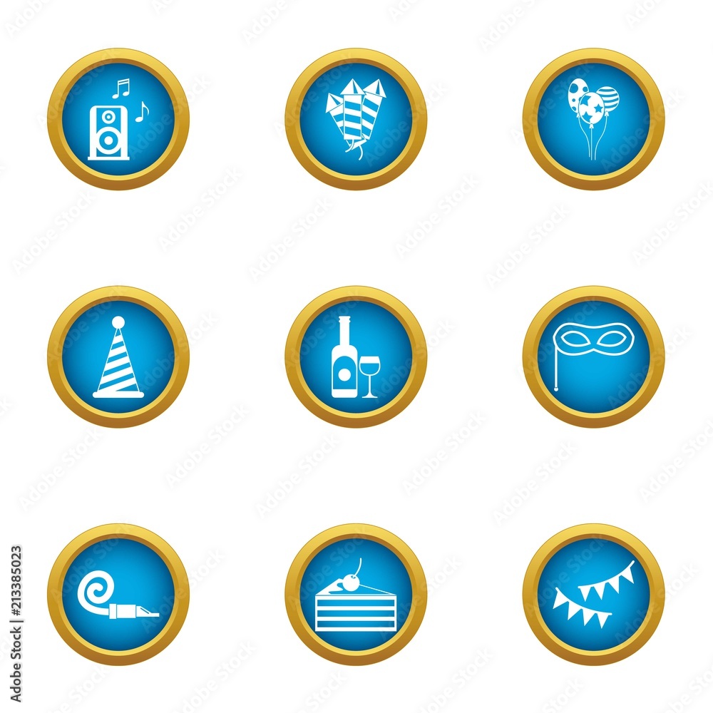 Poster cheer icons set. flat set of 9 cheer vector icons for web isolated on white background
