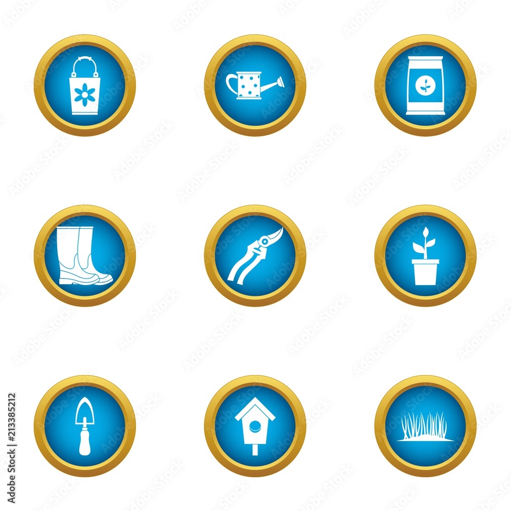 Poster master botanist icons set. flat set of 9 master botanist vector icons for web isolated on white back