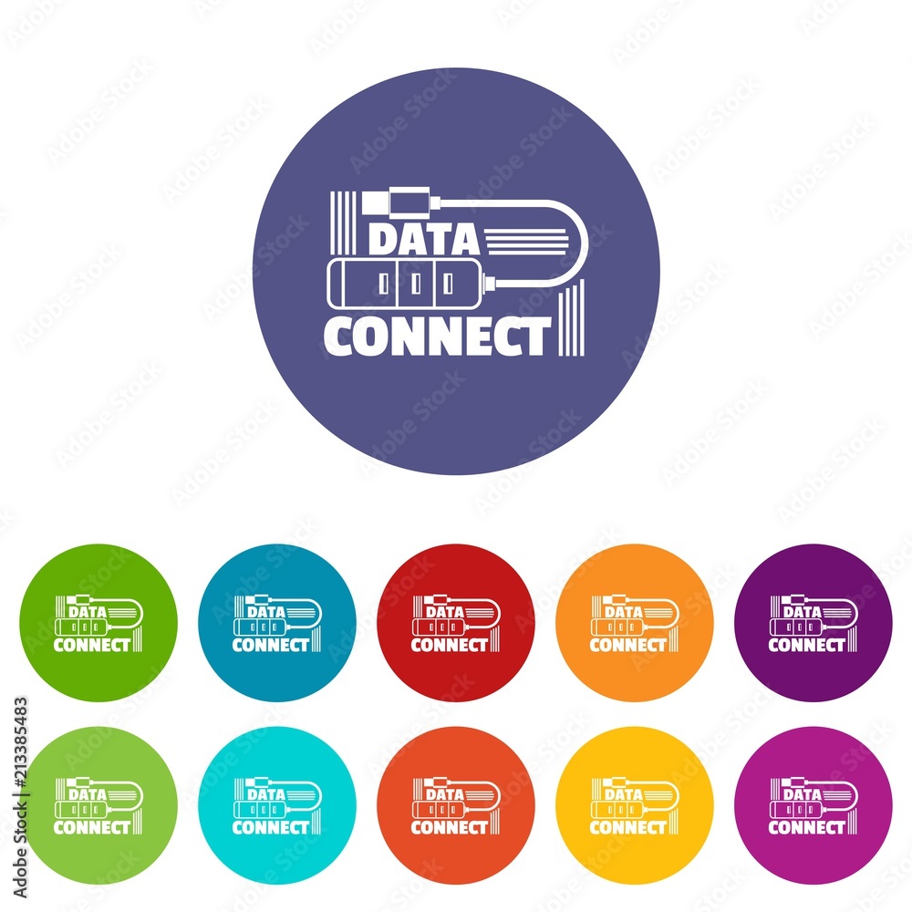 Poster Data connect icons color set vector for any web design on white background