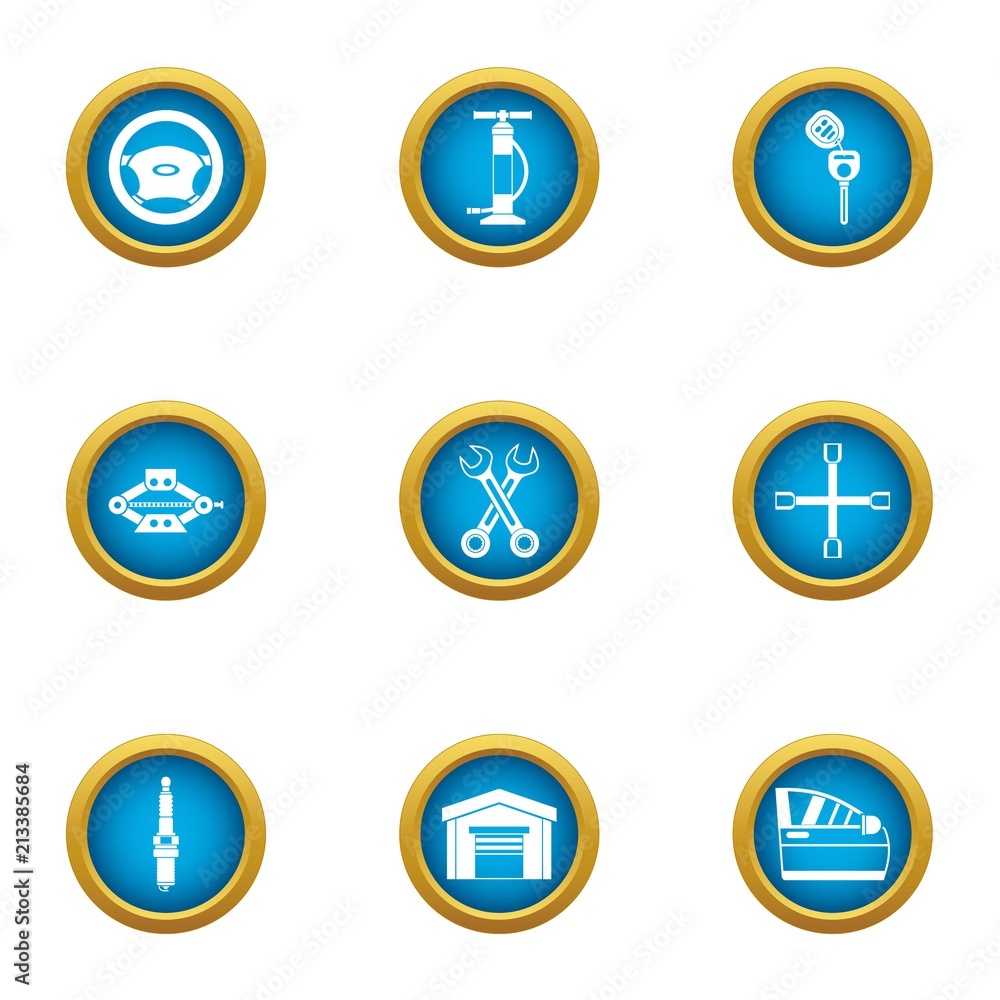 Aufkleber autogarage icons set. flat set of 9 autogarage vector icons for web isolated on white background