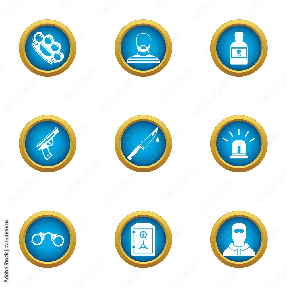 Poster menace icons set. flat set of 9 menace vector icons for web isolated on white background