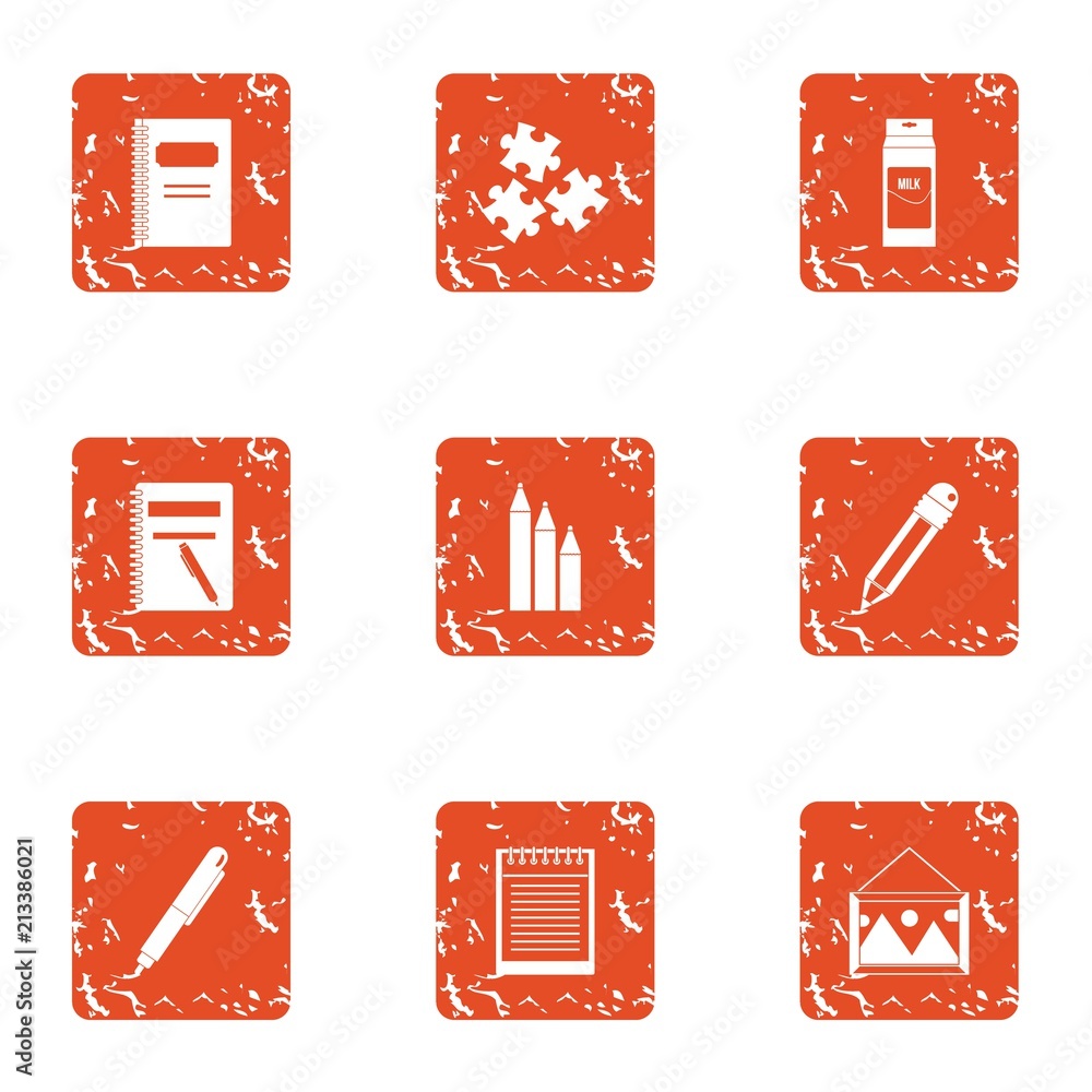 Poster address book icons set. grunge set of 9 address book vector icons for web isolated on white backgrou
