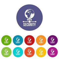 Global data security icons color set vector for any web design on white background