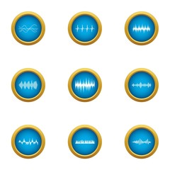 Pulse icons set. Flat set of 9 pulse vector icons for web isolated on white background