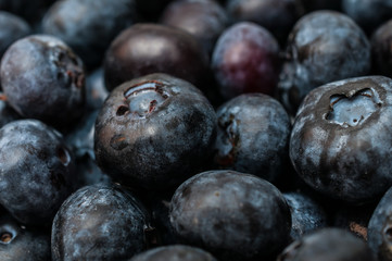 Blueberry with drops of water