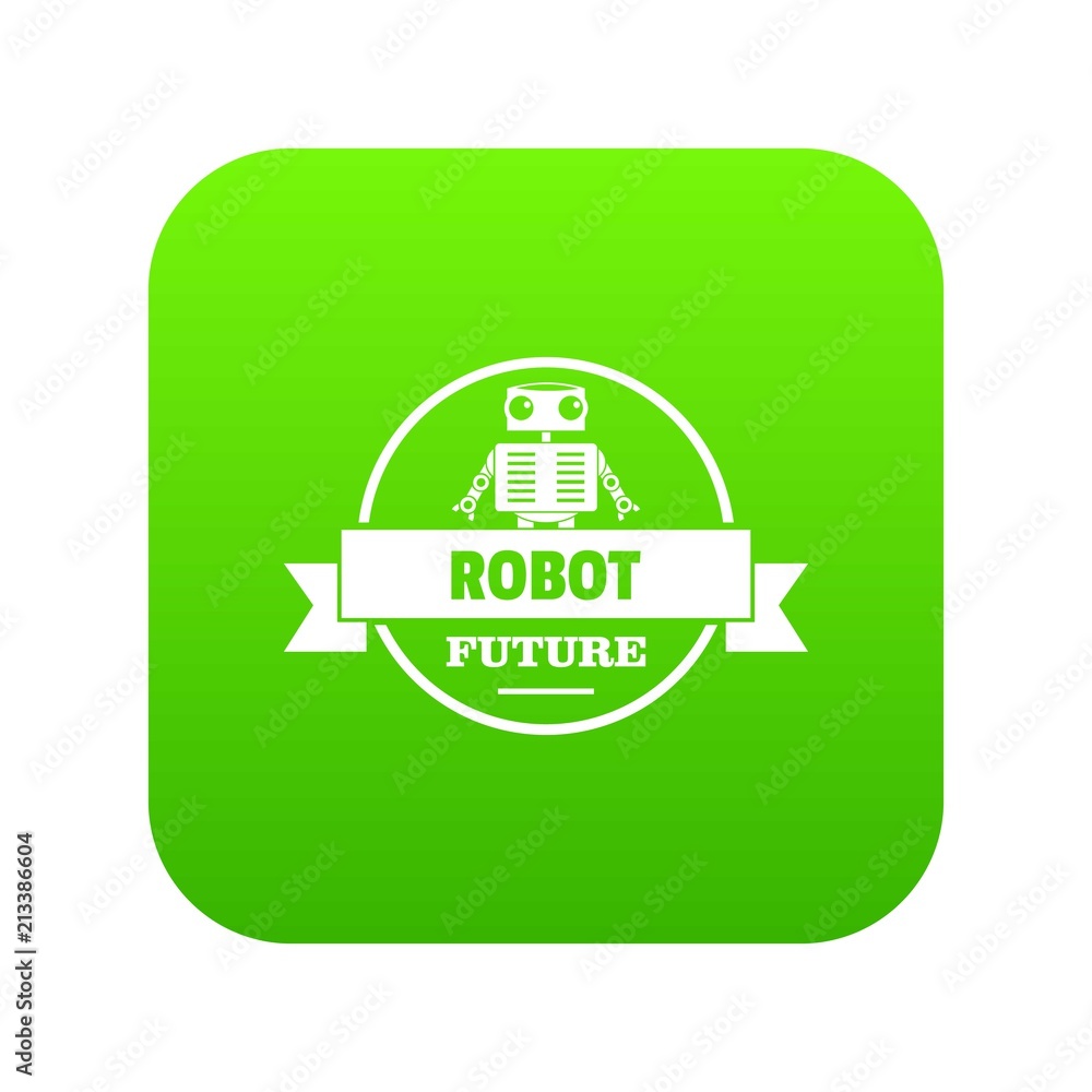 Poster robot tech icon green vector isolated on white background