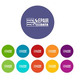 Repair data icons color set vector for any web design on white background