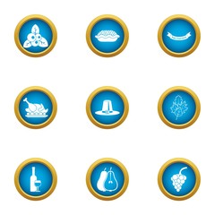 Plantation icons set. Flat set of 9 plantation vector icons for web isolated on white background