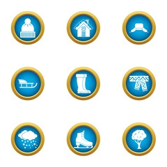 Chilly icons set. Flat set of 9 chilly vector icons for web isolated on white background