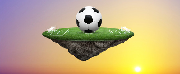 Ball auf einer Fussball Insel