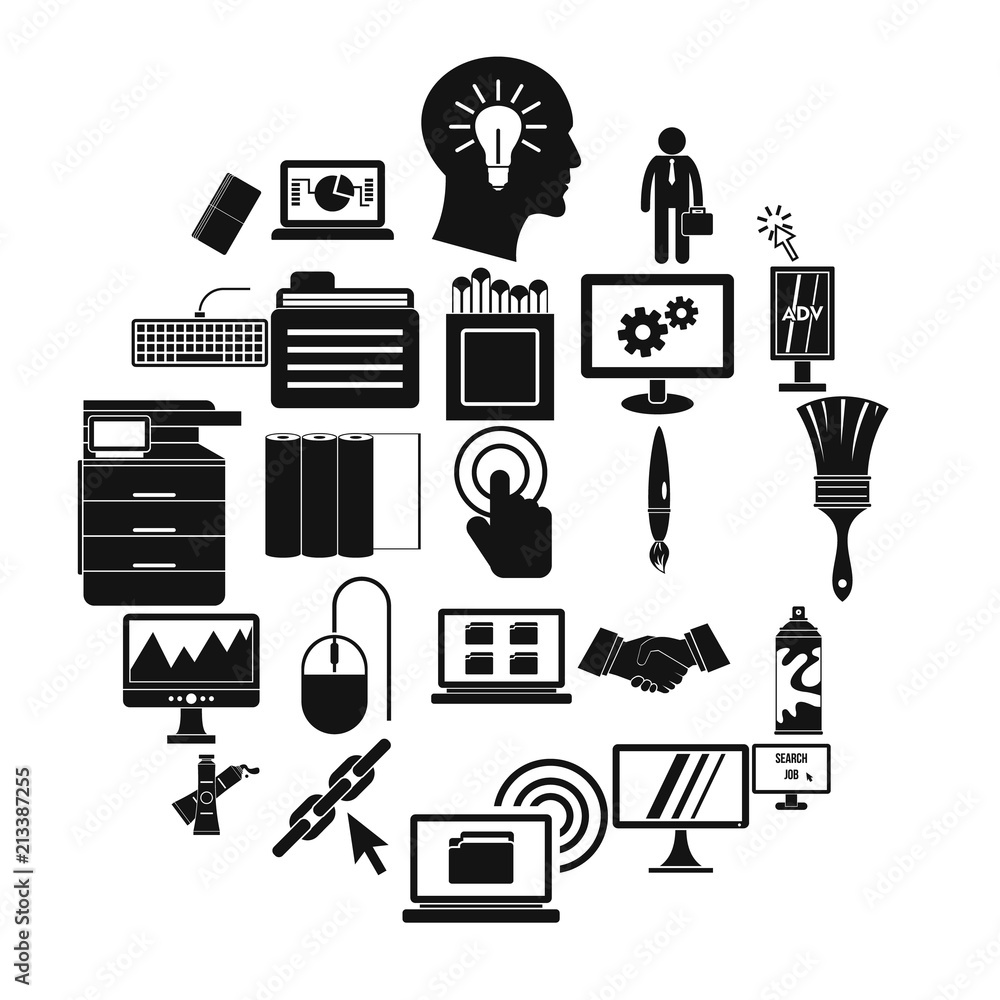 Poster data processor icons set. simple set of 25 data processor vector icons for web isolated on white bac