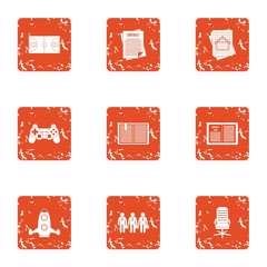 Instruction icons set. Grunge set of 9 instruction vector icons for web isolated on white background