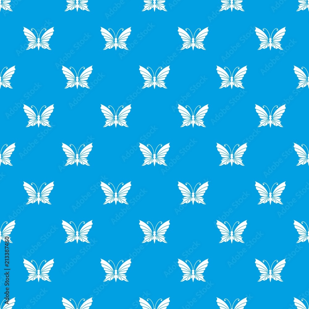 Poster butterfly with antennae pattern vector seamless blue repeat for any use