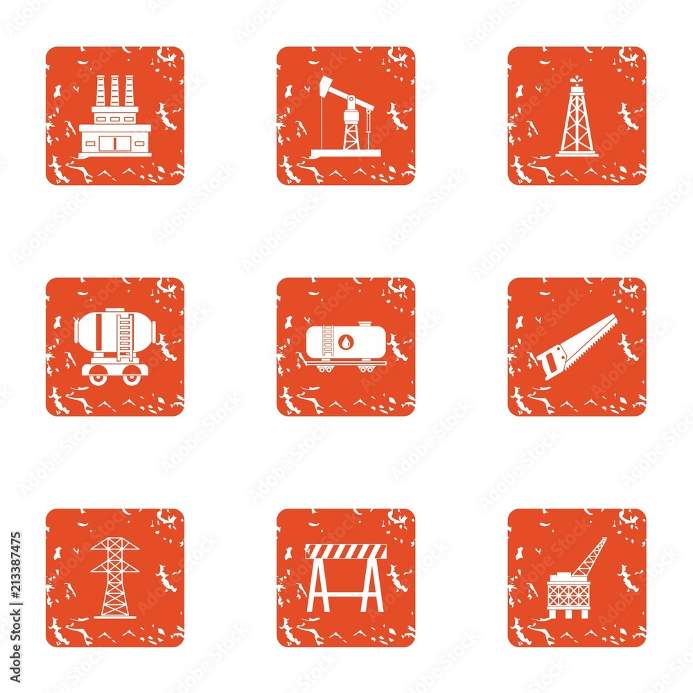 Poster operation life icons set. grunge set of 9 operation life vector icons for web isolated on white back