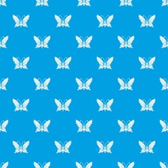 Butterfly with antennae pattern vector seamless blue repeat for any use