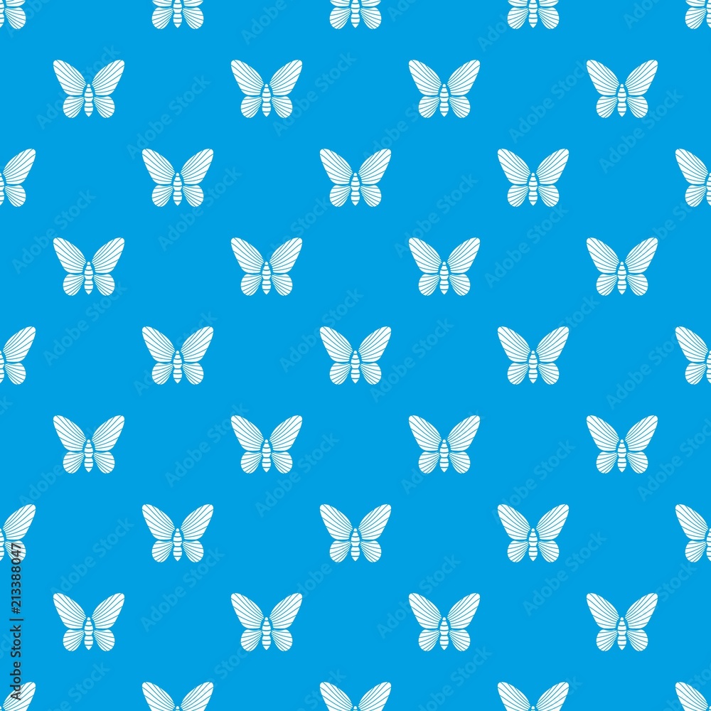 Poster butterfly with striped pattern on wings pattern vector seamless blue repeat for any use