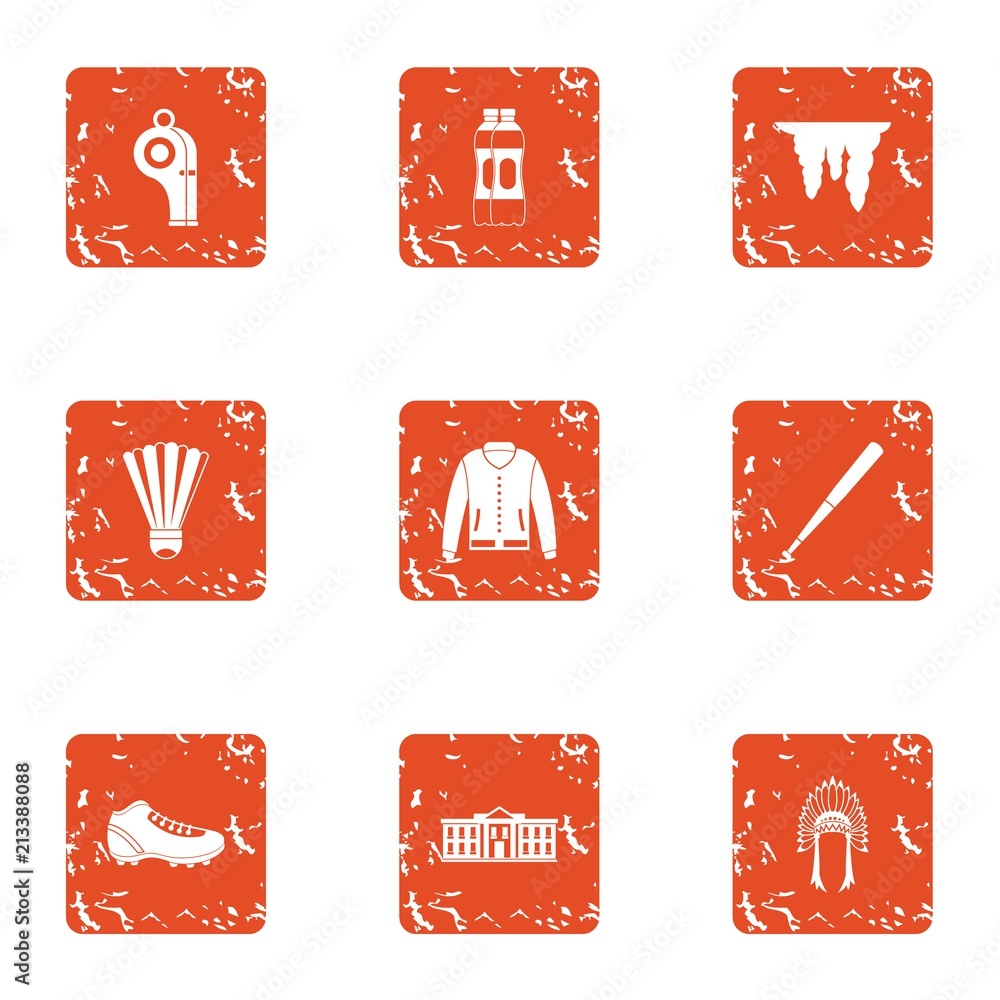 Poster readiness icons set. grunge set of 9 readiness vector icons for web isolated on white background