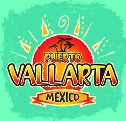 Puerto Vallarta Mexico, vector icon, emblem design