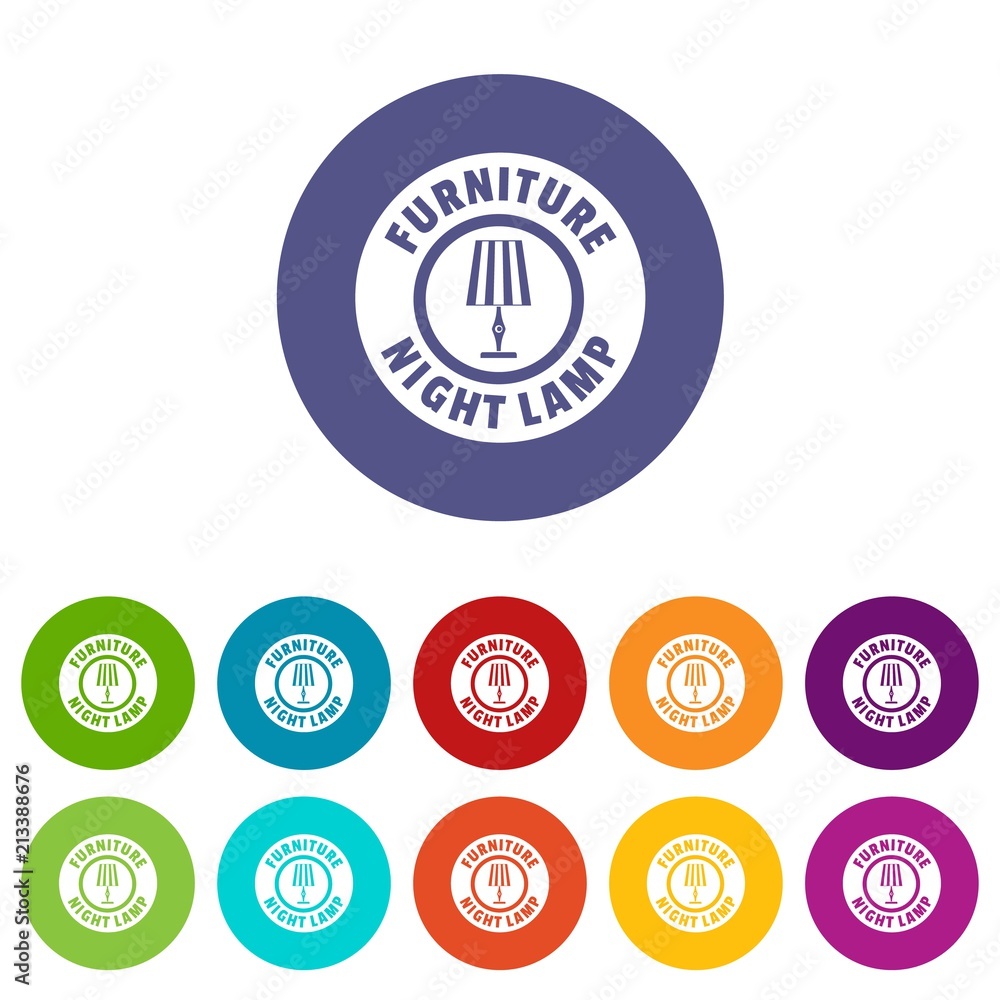 Aufkleber night lamp icons color set vector for any web design on white background