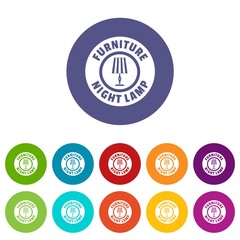 Night lamp icons color set vector for any web design on white background