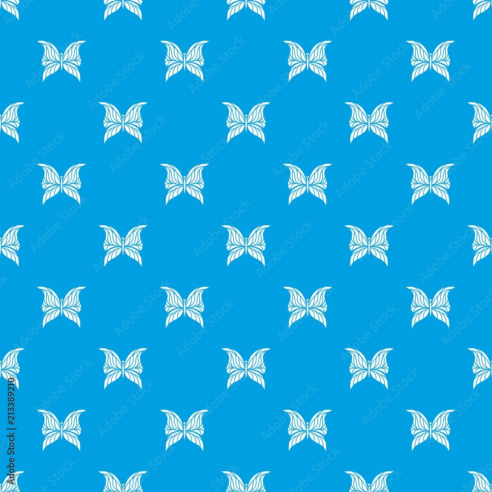 Poster butterfly with scalloped wings pattern vector seamless blue repeat for any use