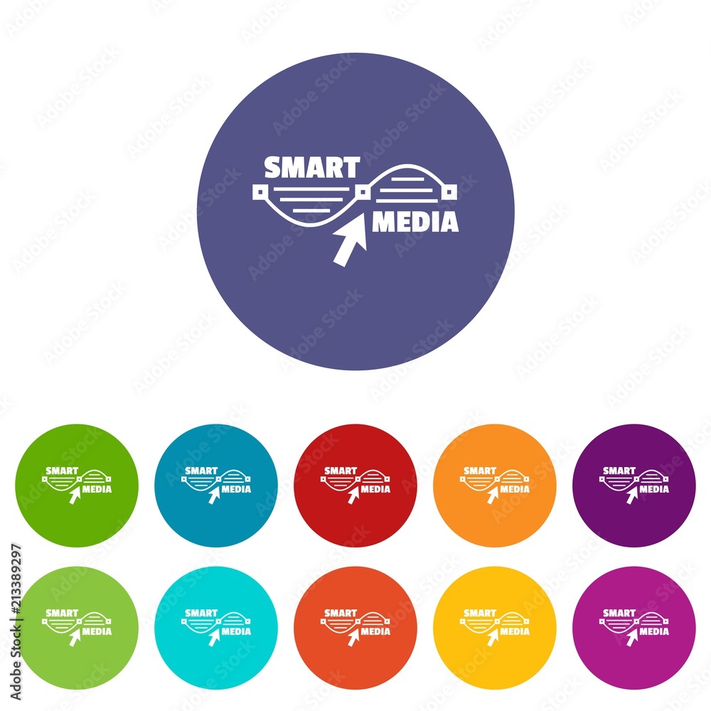 Poster smart media icons color set vector for any web design on white background