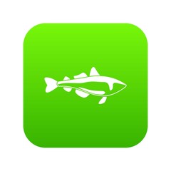 Sea fish icon green vector isolated on white background